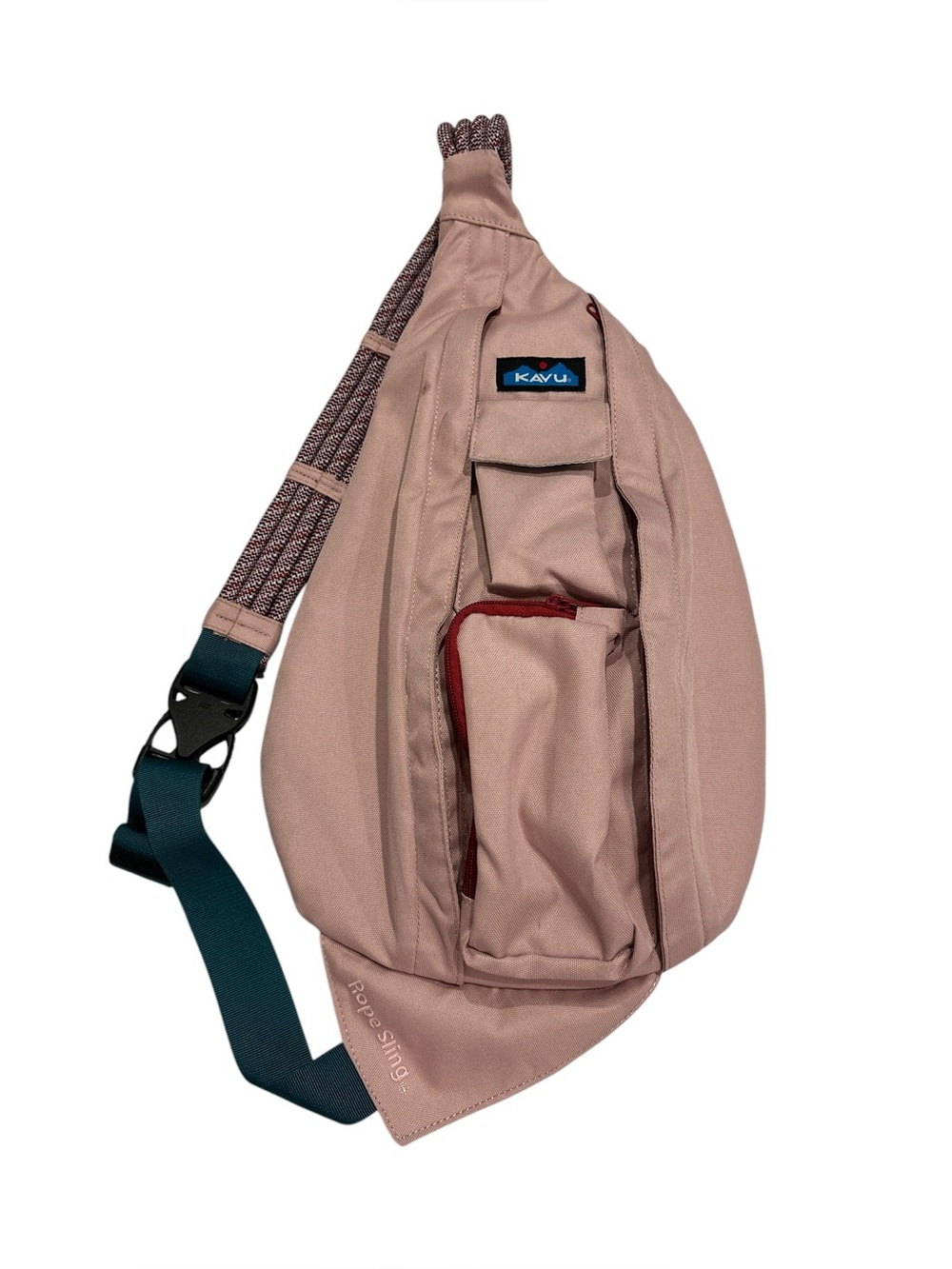 KAVU Rope Sling Multi-pocket Bag Pink/Teal